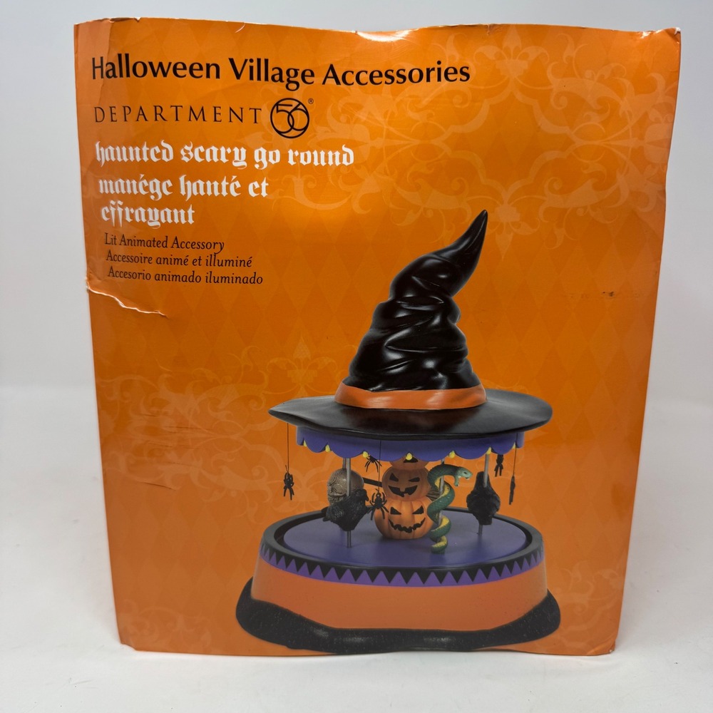 Dept 56 Haunted Scary Go Round Halloween Village Animated Accessory 6009817